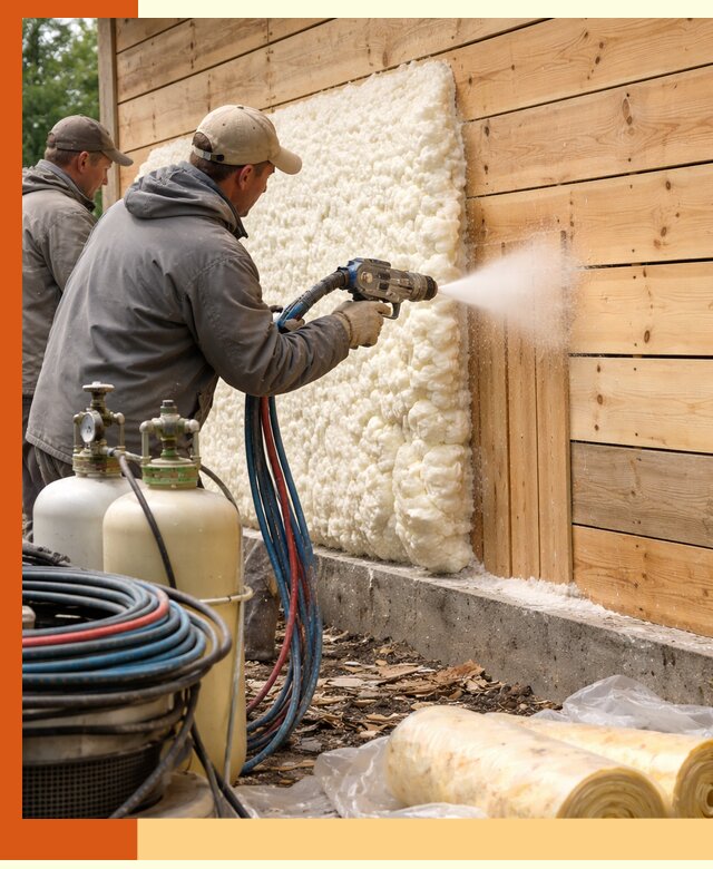 Утепление деревянного дома пенополиуретаном в Долгопрудном