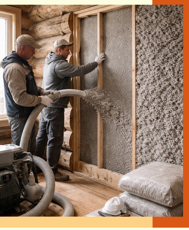 Утепление бревенчатого дома эковатой в Долгопрудном от 2790 руб. | ТепломастерДлг