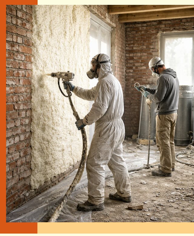 Утепление кирпичного дома пенополиуретаном в Долгопрудном