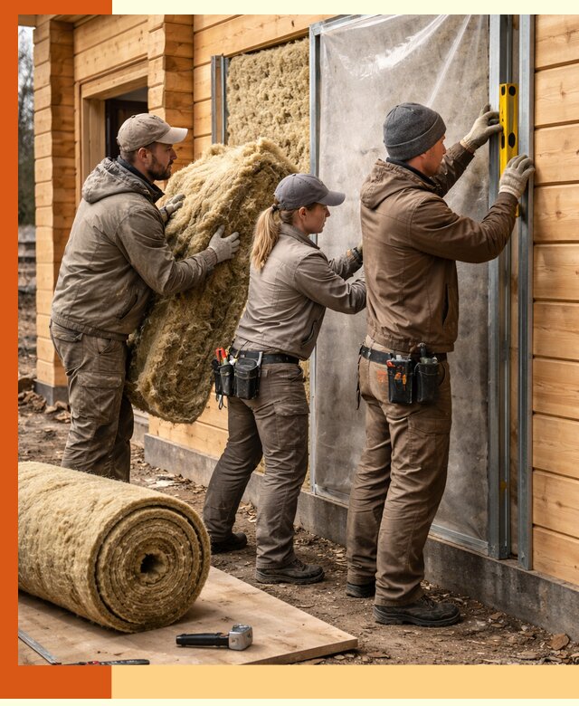 Утепление дома из двойного бруса в Долгопрудном качественно и надёжно