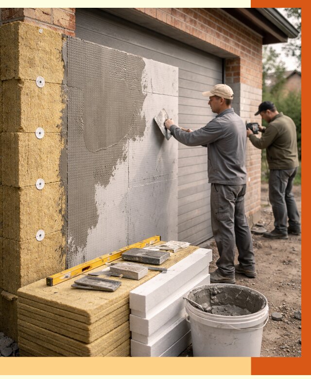 Утепление гаража снаружи в Долгопрудном от 4261 руб. за м2 — наружное утепление под ключ | ТепломастерДлг