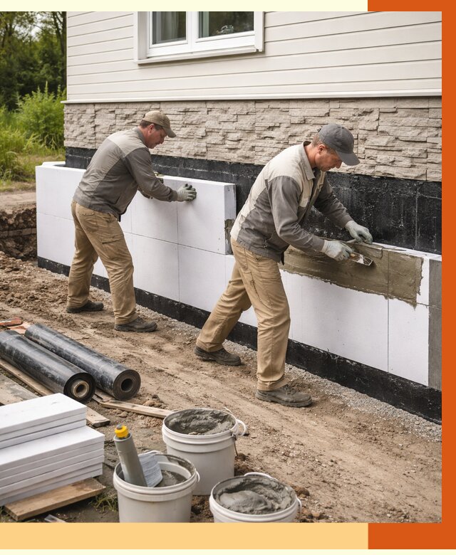 Утепление фундамента снаружи в Долгопрудном от 4261 руб. за м² | ТепломастерДлг