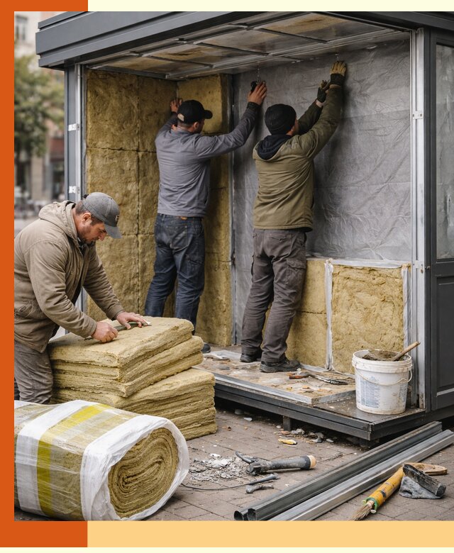 Утепление павильона шаурмы под ключ в Долгопрудном