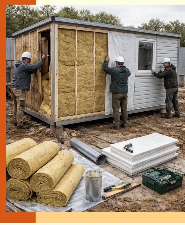 Утепление строительной бытовки под ключ в Долгопрудном для любых условий