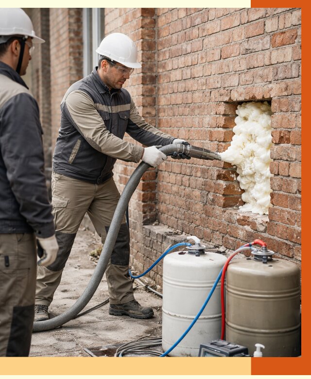 Заливка ППУ в пустоты кирпичной стены в Долгопрудном от 2790 руб. | ТепломастерДлг