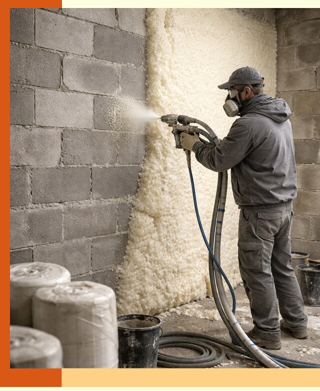 Утепление блочной стены ППУ в Долгопрудном качественно и надёжно