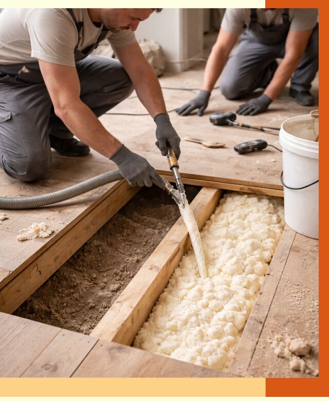 Заполнение пустот пола в Долгопрудном от 2739 руб. — утепление пустот пола под ключ | ТепломастерДлг