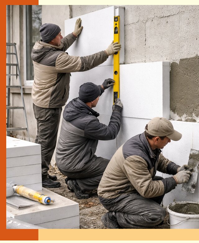 Утепление пенопластом наружных стен и фасадов в Долгопрудном