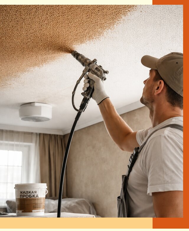 Утепление потолка жидкой пробкой в Долгопрудном от 3551 руб. | ТепломастерДлг