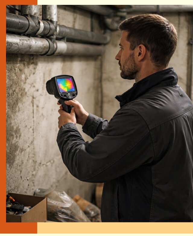 Тепловизионное обследование подвала в Долгопрудном для поиска утечек тепла