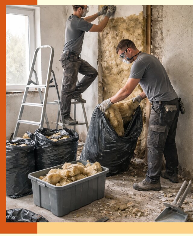 Демонтаж старого утеплителя и вывоз отходов в Долгопрудном