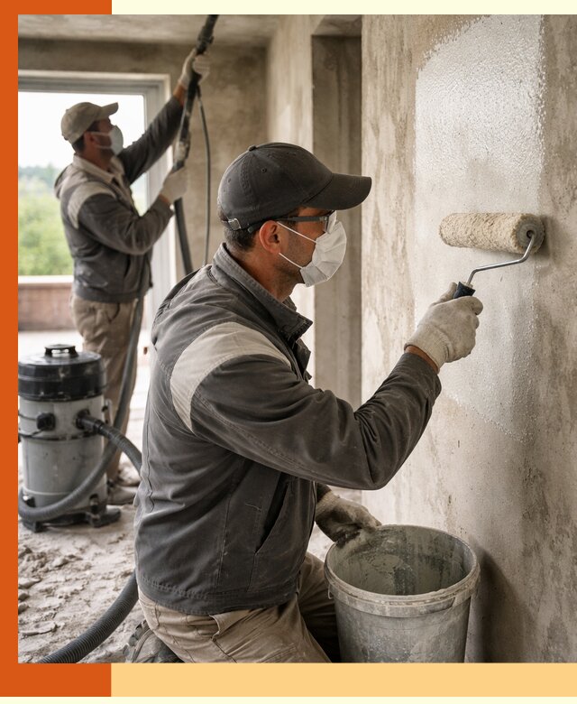 Подготовка поверхности под напыление утеплителя в Долгопрудном