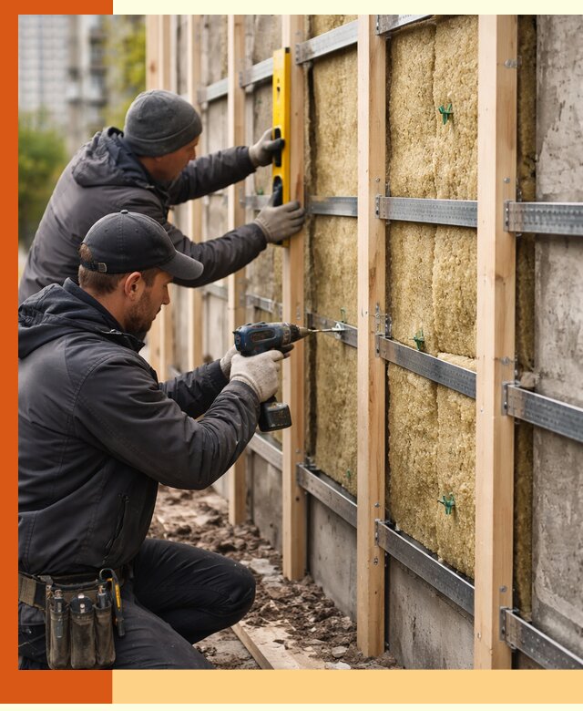 Монтаж обрешетки под утепление зданий и квартир в Долгопрудном